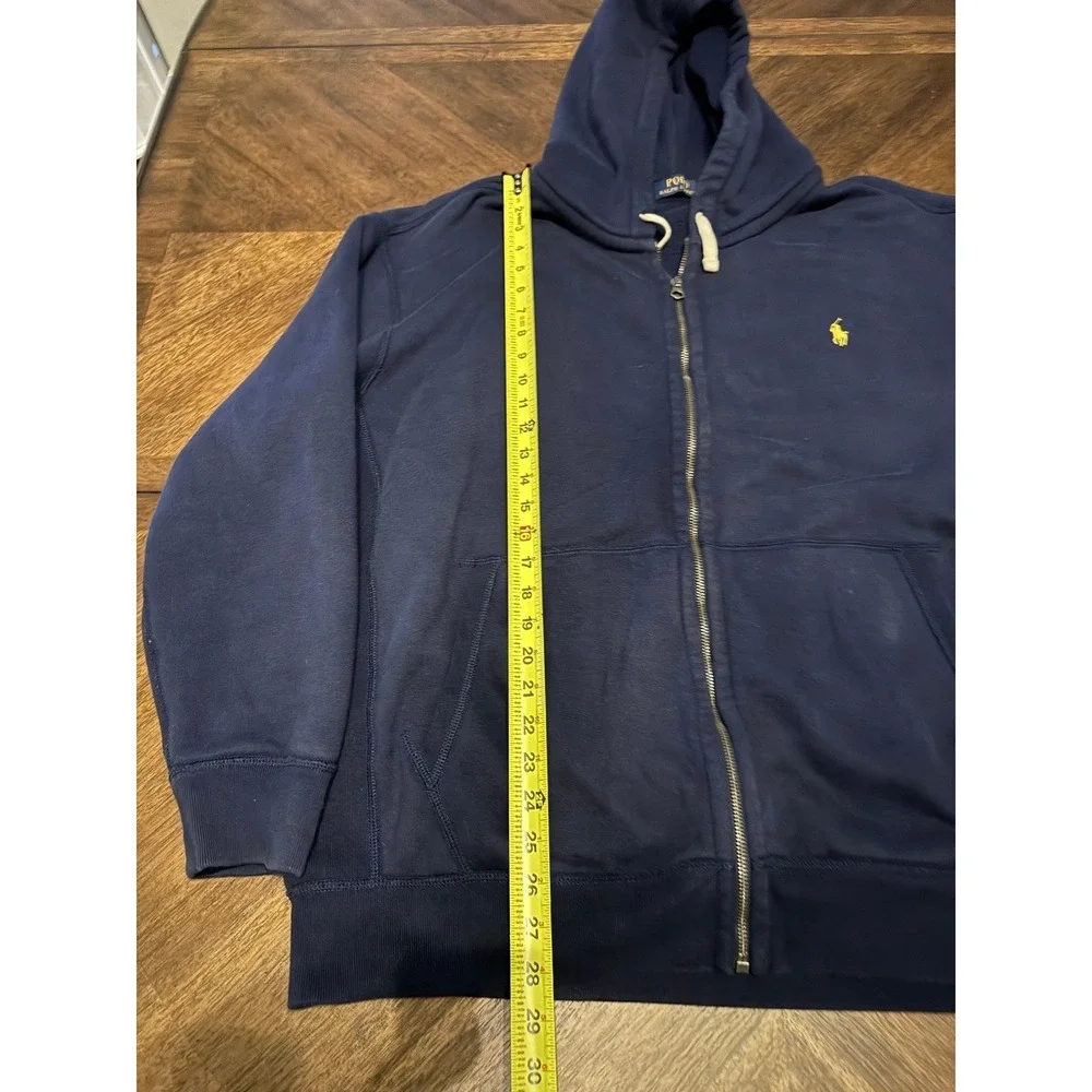 Polo Ralph Lauren Mens‎ Big & Tall 2XB Navy Blue Full Zip Hoodie Yellow Pony |K1